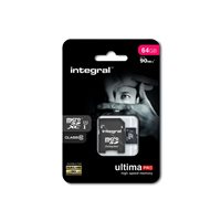 INTEGRAL Tarjeta de memoria micro SDXC UltimaPro de 64 GB con adaptador SD clase 10 INMSDX64G10-90U1, (1 u.)