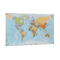 FAIBO Mapa mundo 84x140 Magnetico Plastificado Marco Alumnio 173, (1 u.)