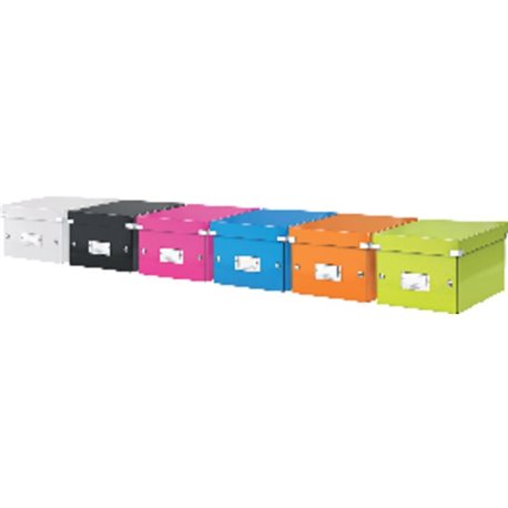 LEITZ Caja almacenamiento Click&Store A4 Asas+tarjetero Cartón plastificado 60440001, (6 u.)