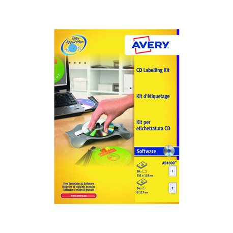 AVERY Kit etiquetado CD/DVD After Burner AB1800, (1 u.)
