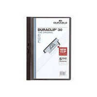 DURABLE Dossiers clip Duraclip Capacidad 30 hojas A4 Negro PVC 2200-01, (25 u.)
