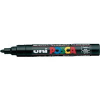 UNI-BALL Marcador permanente PC-5M Uni Posca punta de 1,8-2,5 mm. Tinta pigmentada  Negro 152777000, (12 u.)