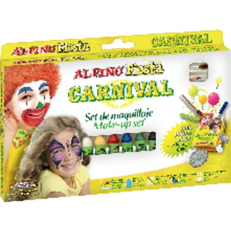 ALPINO Set Maquillaje Fiesta Básico 6 ud Colores surtido  Pincel y purpurina DL000008, (1 u.)