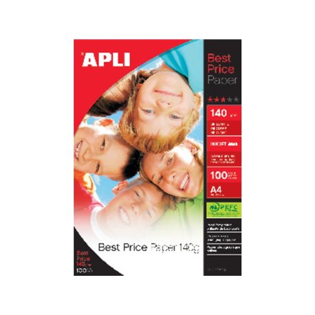 APLI Papel inkjet Best Price Paquete 100 hojas A4 140 g Brillo 11804, (1 u.)