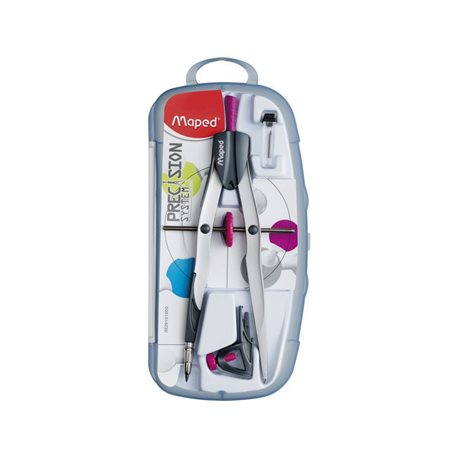 MAPED Compases Precision System 4 piezas:1compas,1abrazadera,1bigotera + minas Colores surt. 291010, (1 u.)