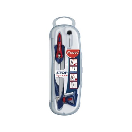 MAPED Compases Stop System 140 mm Minas 2mm Bloqueo brazos Protector punta 196100, (1 u.)