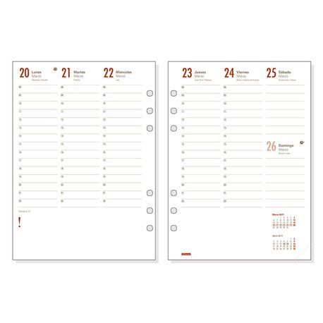 CABERO Recambios agendas Open 1000 15,5X21,5 Semana vista Castellano 711520018, (1 u.)