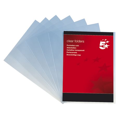 5 STAR Dossier Caja 100 Folio Polipropileno Con uñero Transparente 80 micras 400005405, (1 u.)