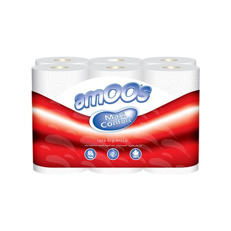 AMOOS P.108 rollos higienicos 2 capas 16m ultrasuave 100% fibra pura alta calidad H6216341, (1 u.)
